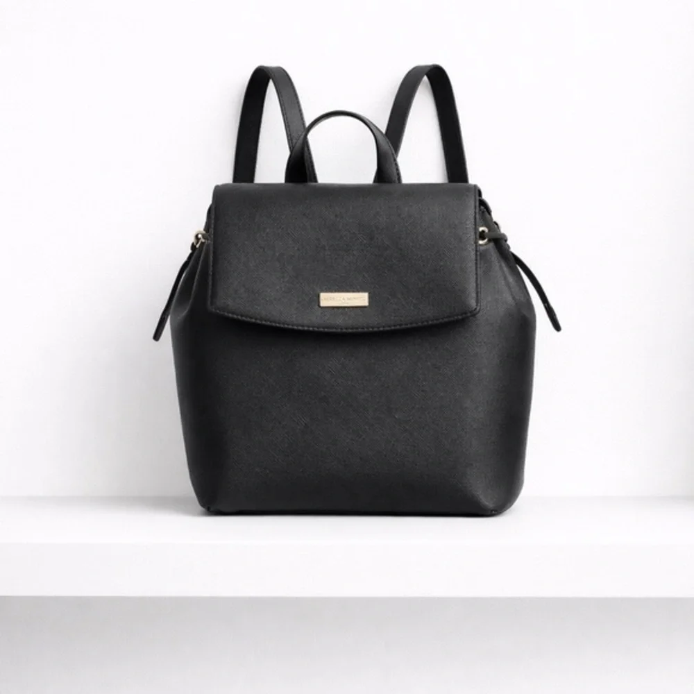 Kate Spade Jessie Laurel Way Black Saffiano Leather Backpack Gold Hardware